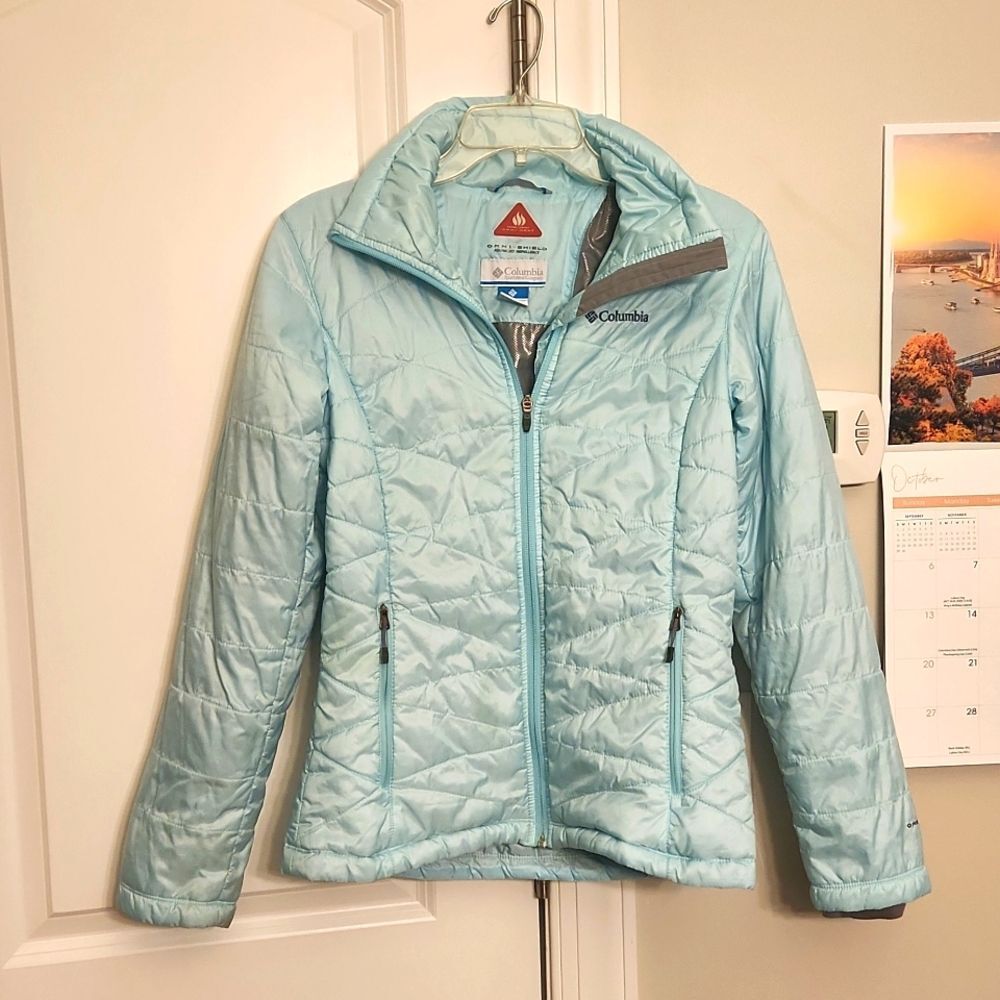 Columbia Women's Omni-Shield Light Blue Lightweight Puffer Coat Size S